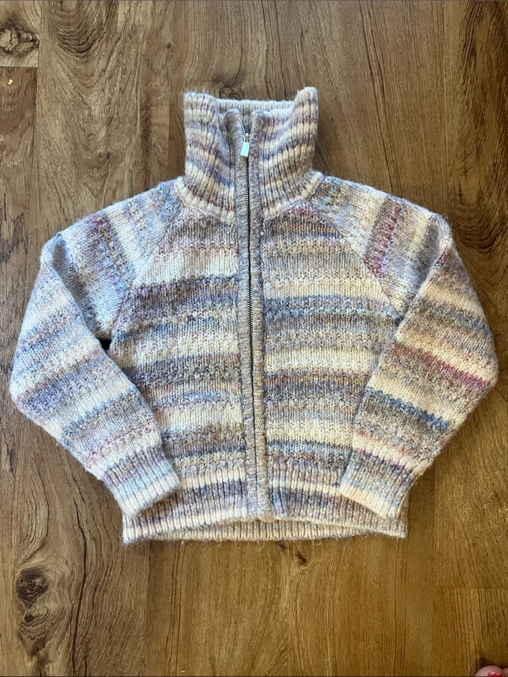 next Multicolor Pastel Stripe Knit sweater girls size 5 full zip